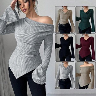Blouse Off Shoulder - Damesblouse met lange mouwen Effen kleur