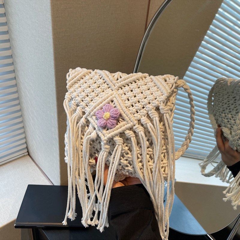 Crochet Bag Raffia - Zomertassen voor dames Handgemaakte strandtassen met