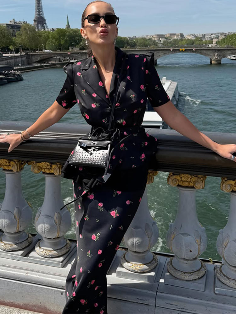 Romper Floral Print - Bloemenprint Blazer Jas Rok Set Dames