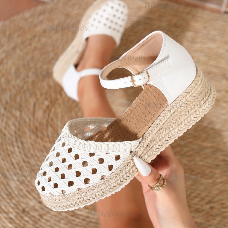 Wedge Espadrille Women - Boho Dames Espadrilles met opengewerkte details,