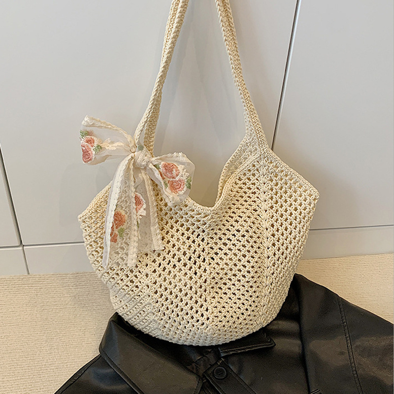 Crochet Bag Raffia - Zomerse kant-en-klare tas met strik voor