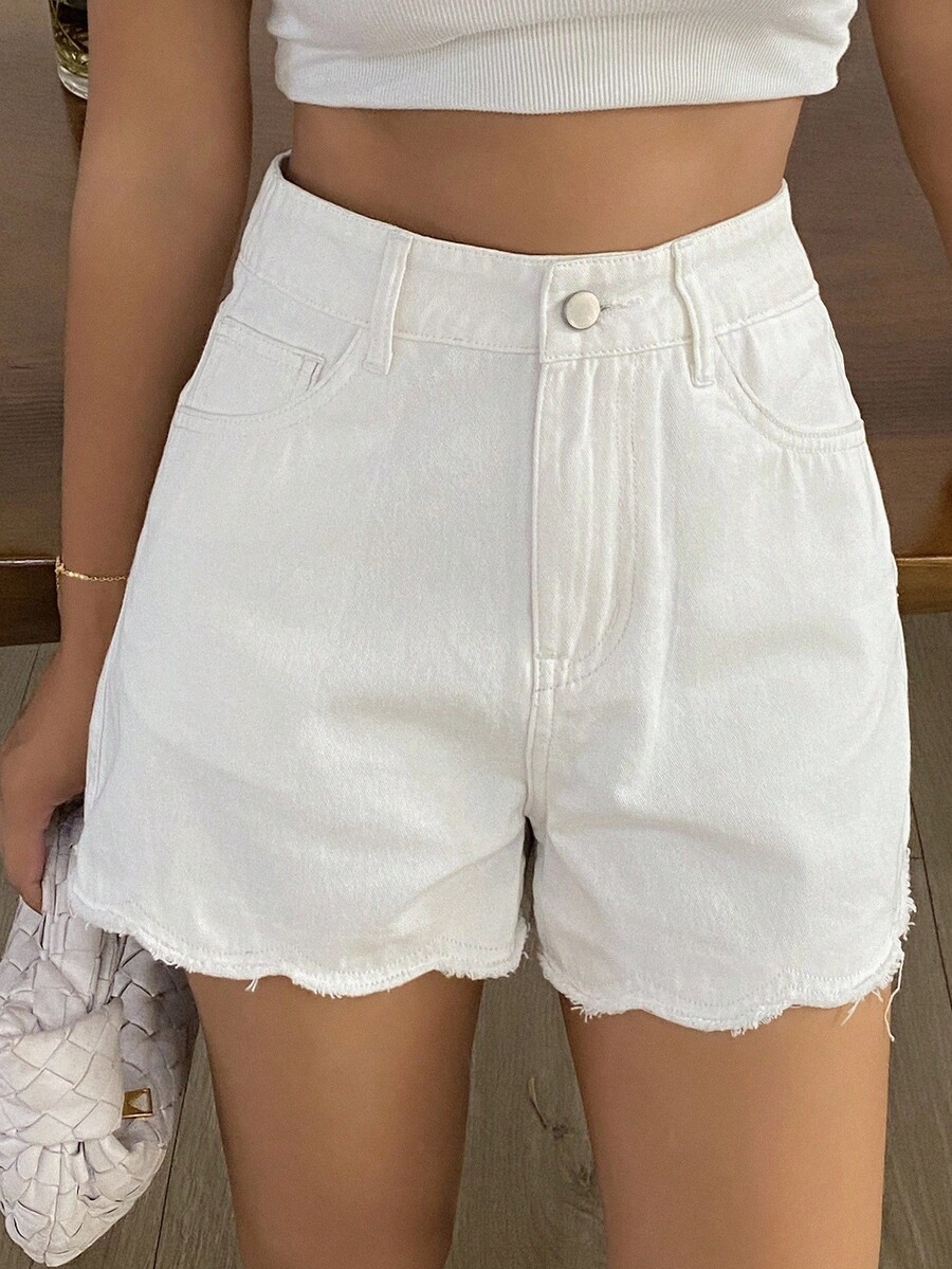 Shorts Denim Frayed - Dames losse casual denim shorts zomer