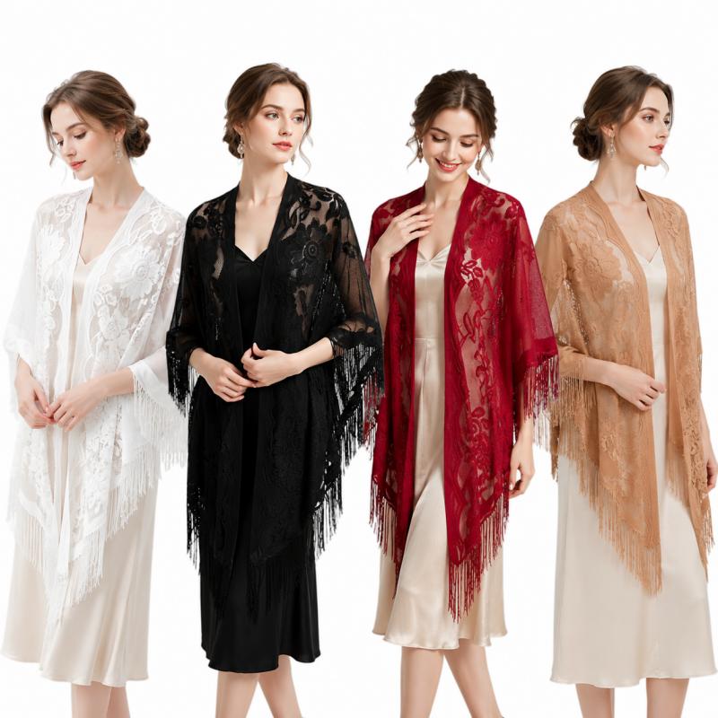 Kimono Sheer Floral - Bloemenkant Sjaal Wrap Vrouwen Borduren Sjaal