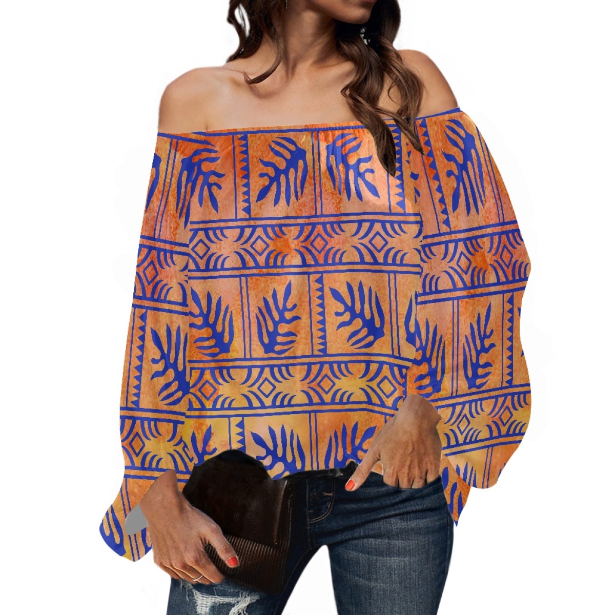 Blouse Off Shoulder - Polynesische tribale kleding Samoaanse Tapa Tongaanse
