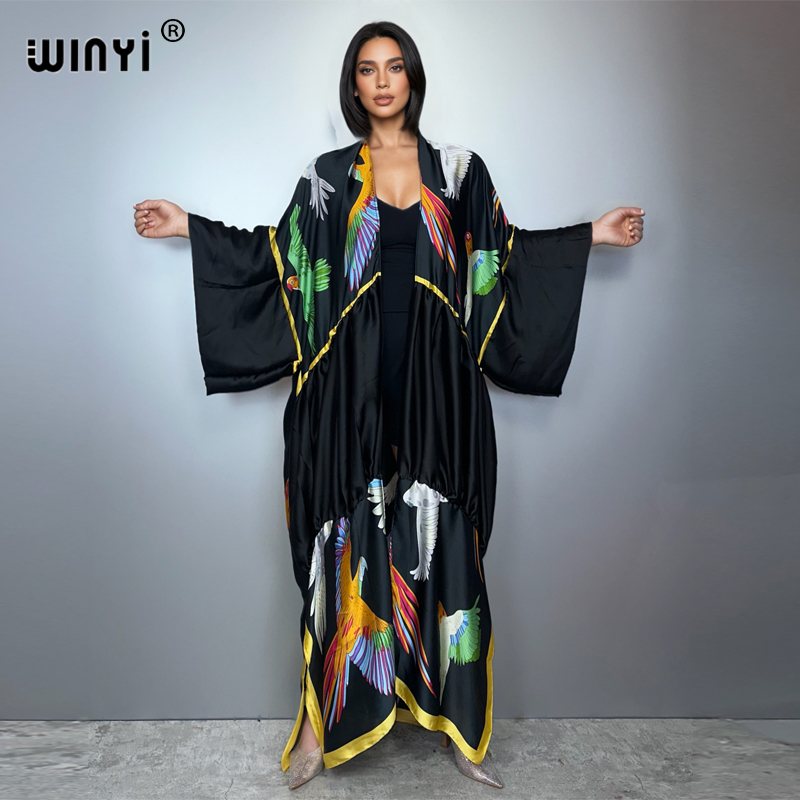 Cover Up Kaftan - WINYI print boho kimono maxi strandkleding