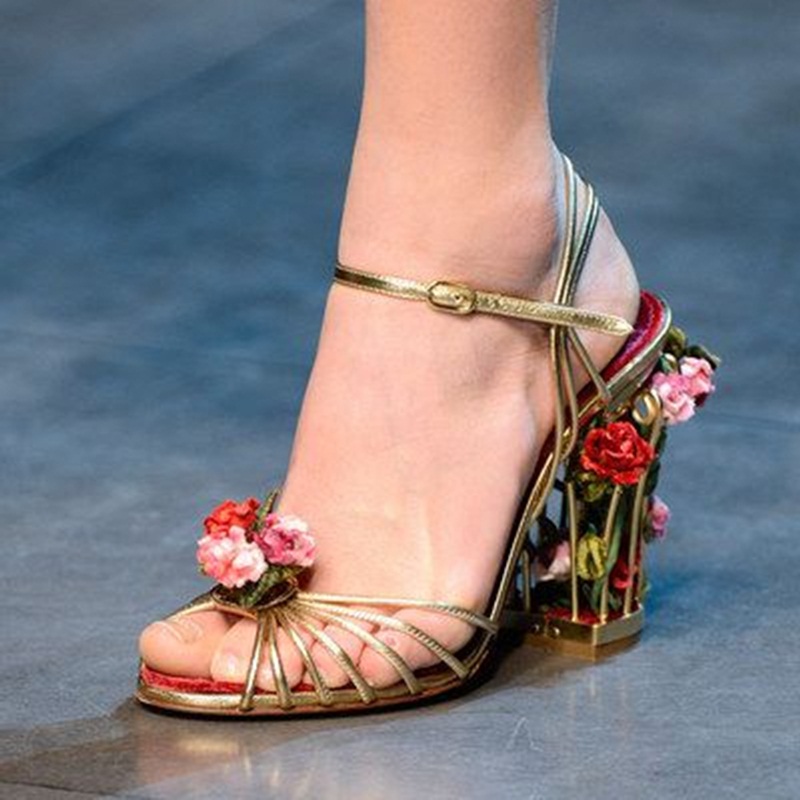 Sandal Strappy Heeled - Luxe Vogelkooi Vrouwen Sandalen Goud Metallic