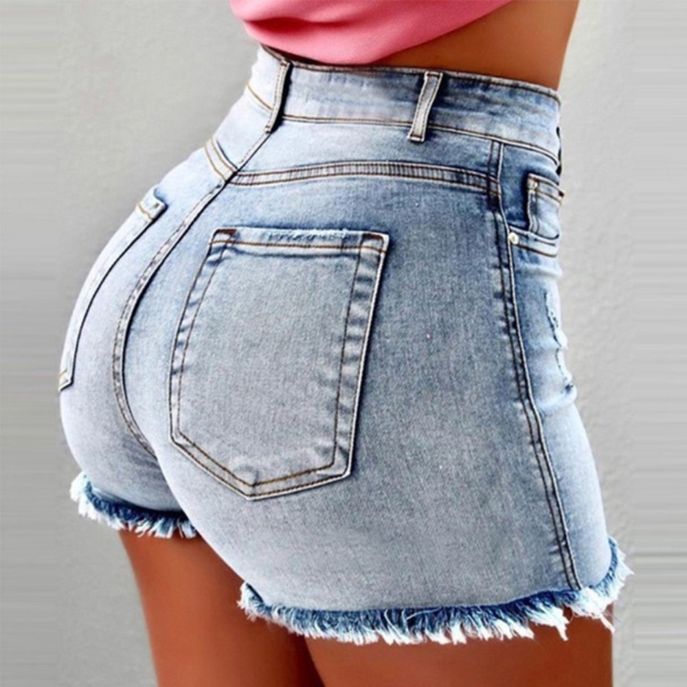 Dames denim shorts met hoge ta - Shorts Denim Frayed recensie en prijs