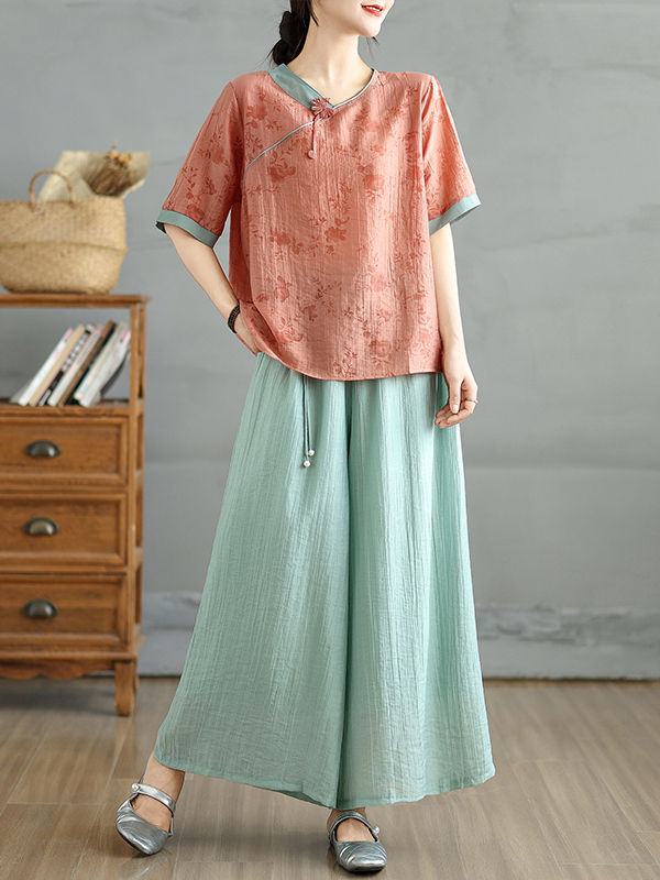 Chinese bloemenprint linnen zi - Linen Pant Wide recensie en prijs