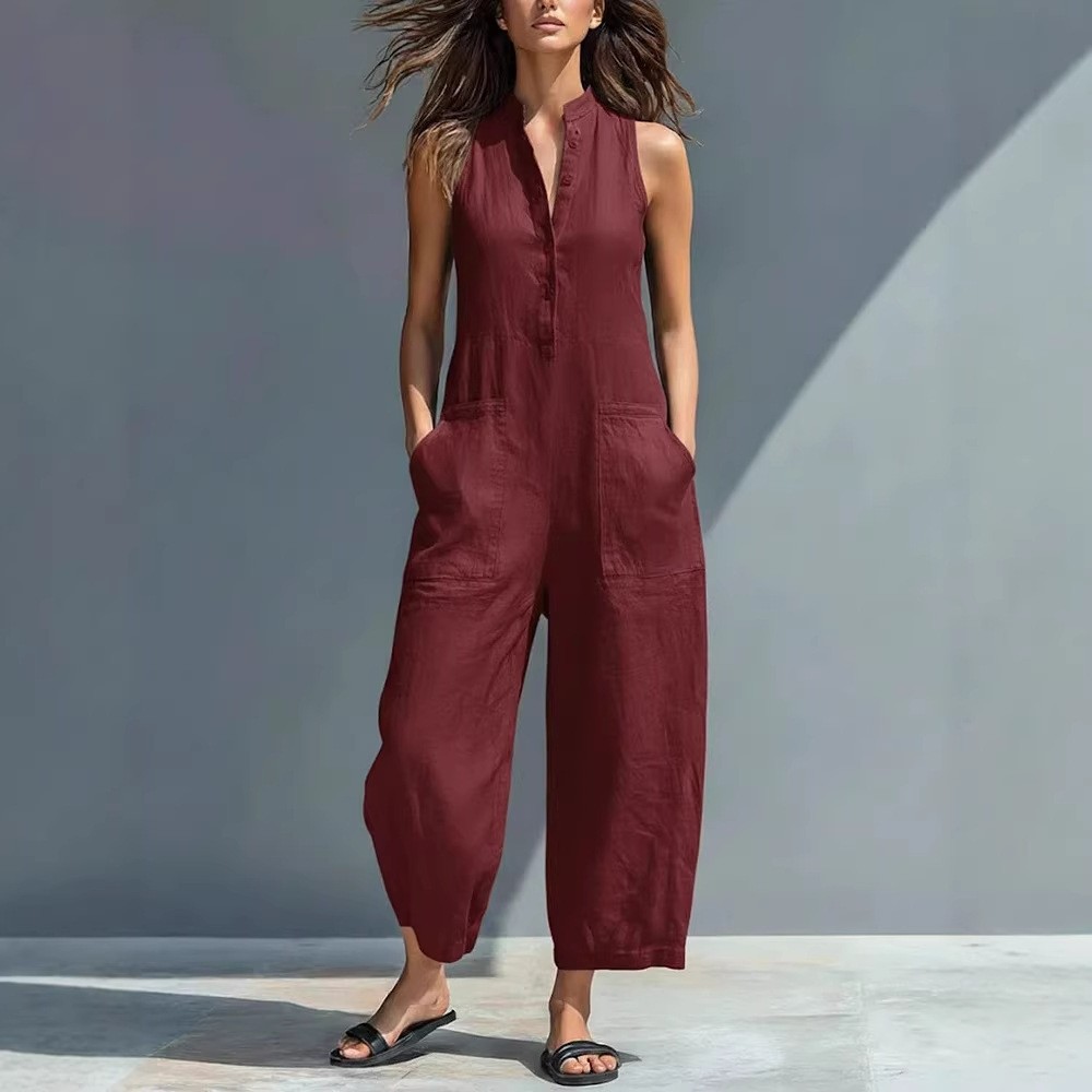 Dames- en vrouwelijke mouwloze - Jumpsuit Linen Relaxed recensie en prijs