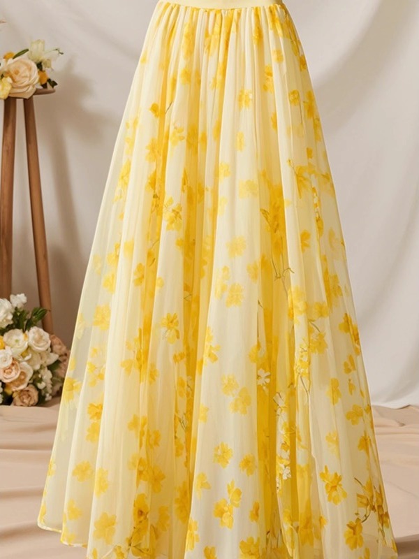 Zomer 2026 Hoge Taille Gele A- - Midi Skirt Floral recensie en prijs