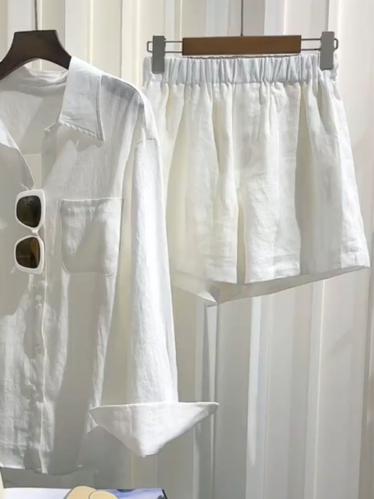 Zomer dames linnen shirt set,  - Linen Pant Wide recensie en prijs