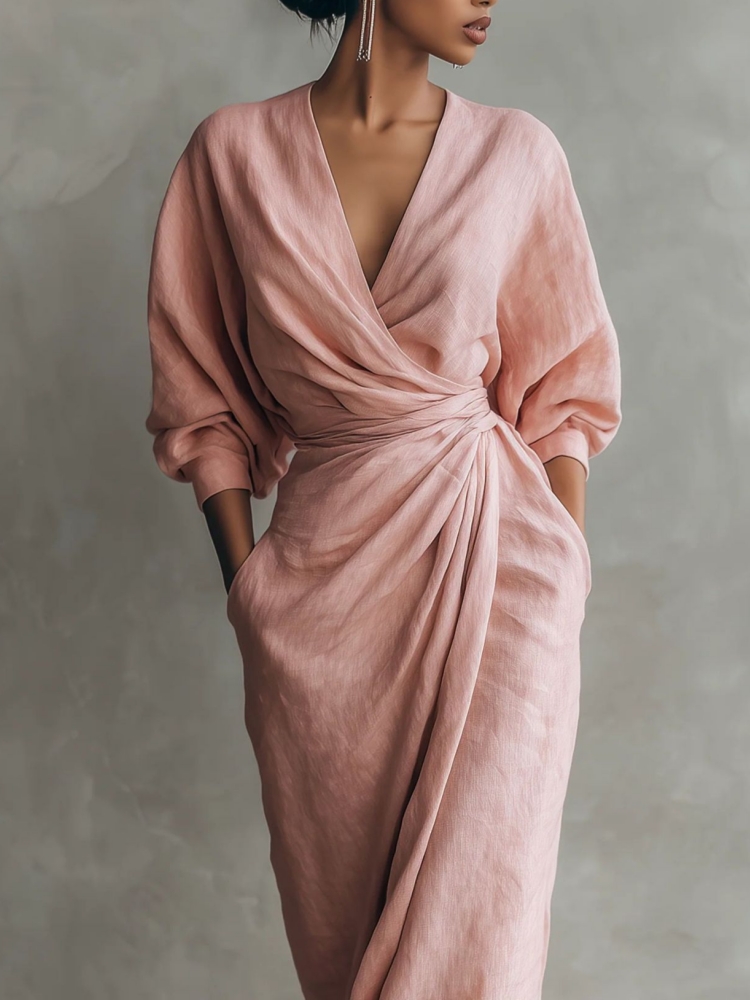 Dames linnenmix wikkeljurk met - Linen Dress Wrap recensie en prijs