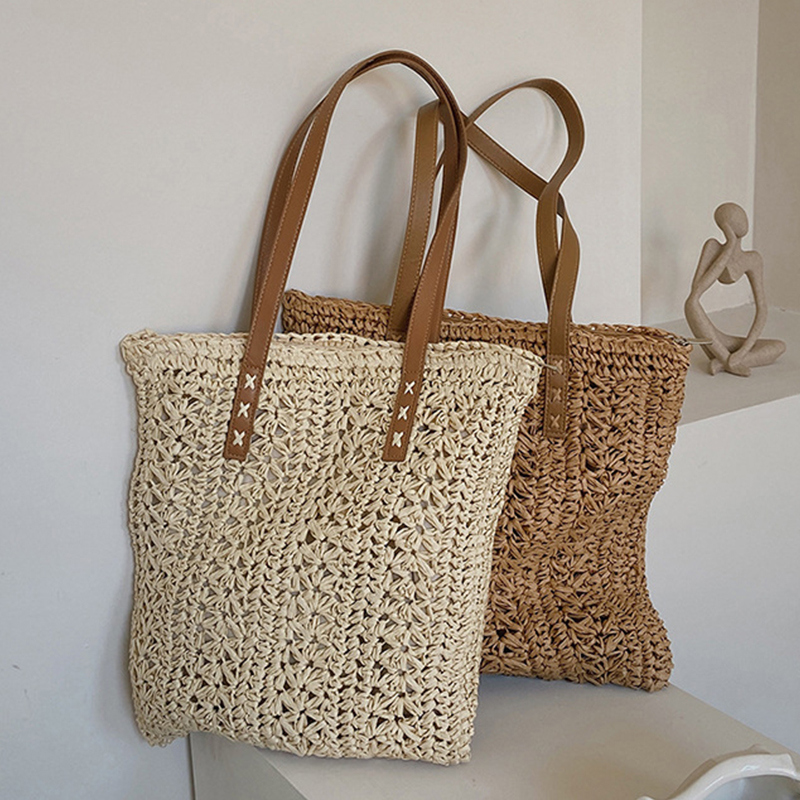 Vierkante holle stro strandtas - Crochet Bag Raffia recensie en prijs
