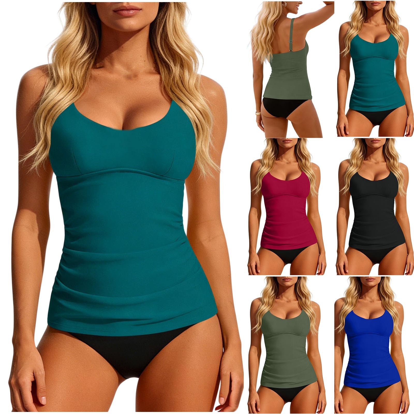 Dames 2026 Tankini Teal Tankin - Swimsuit Bikini Ruched recensie en prijs