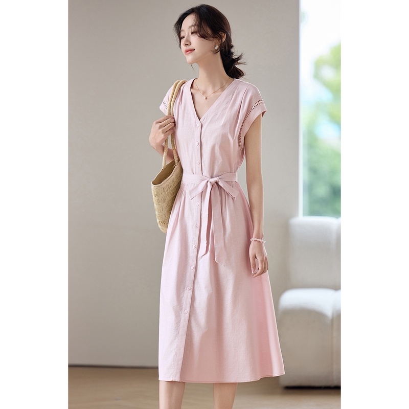 SENTUBILA Dames Midi Roze Jurk - Linen Dress Wrap recensie en prijs