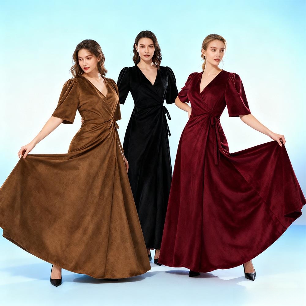 Dames lange wikkeljurk met V-h - Linen Dress Wrap recensie en prijs