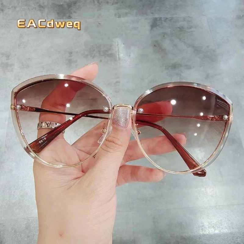 Hoogwaardige ovale randloze zo - Sunglasses Cat Eye recensie en prijs