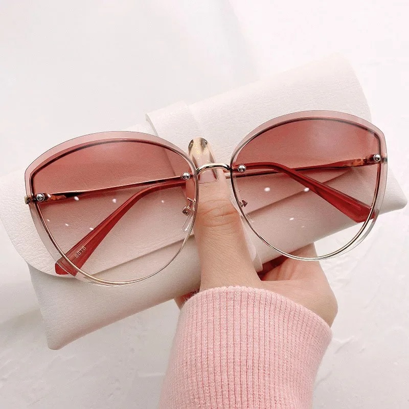 Hoogwaardige ovale randloze zo - Sunglasses Cat Eye recensie en prijs