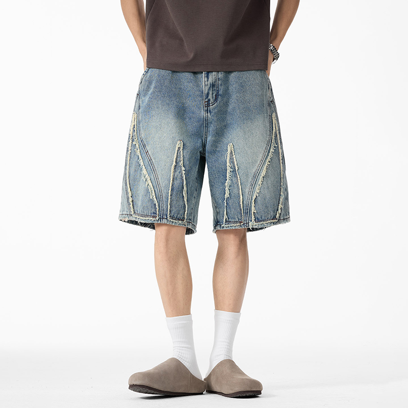 Baggy denim jorts voor heren,  - Shorts Denim Frayed recensie en prijs