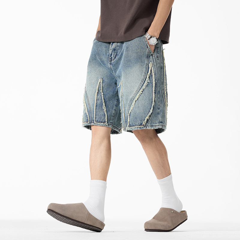 Baggy denim jorts voor heren,  - Shorts Denim Frayed recensie en prijs