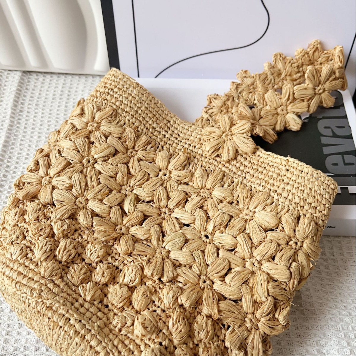 Handgemaakte raffia tas met ge - Crochet Bag Raffia recensie en prijs