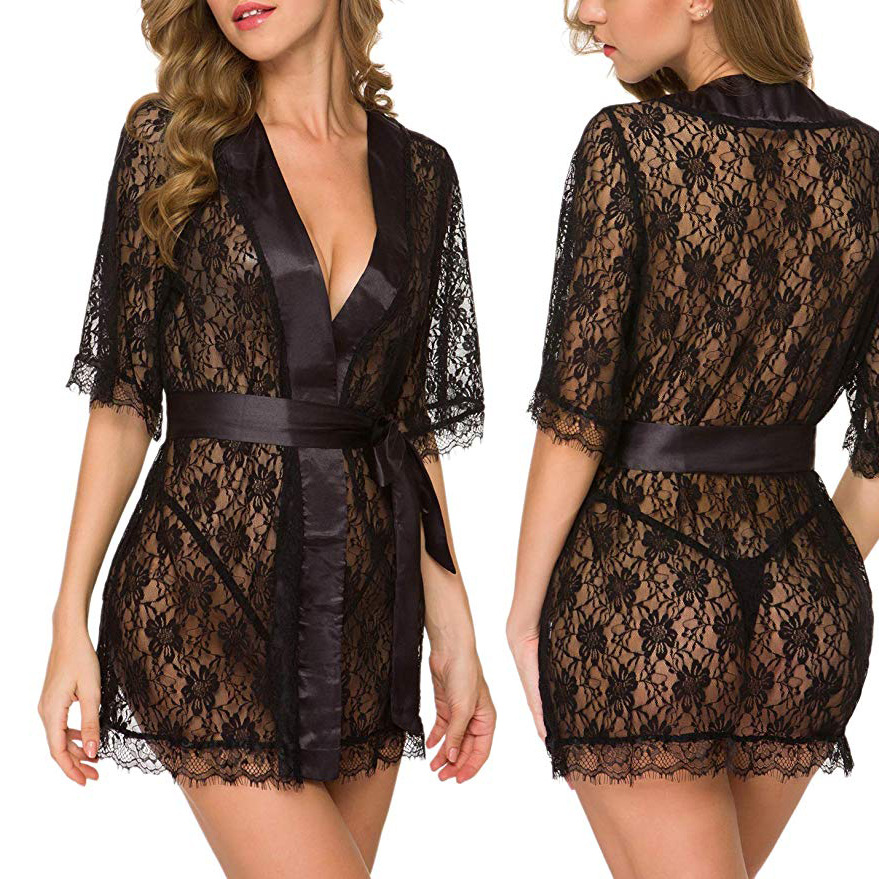 Bloemenkant V-hals Lingerie Na - Kimono Sheer Floral recensie en prijs
